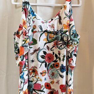 Belle Sky Womens Top‎ Floral Snake Off Shoulder Size XL Whimsigoth Boho 19250x